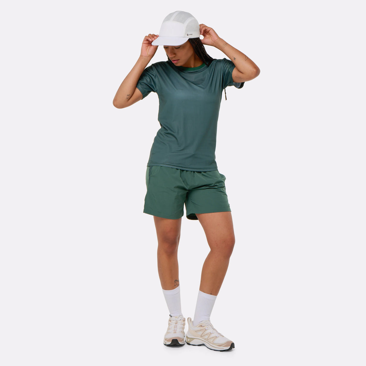Short de sport rafraîchissant vert femme