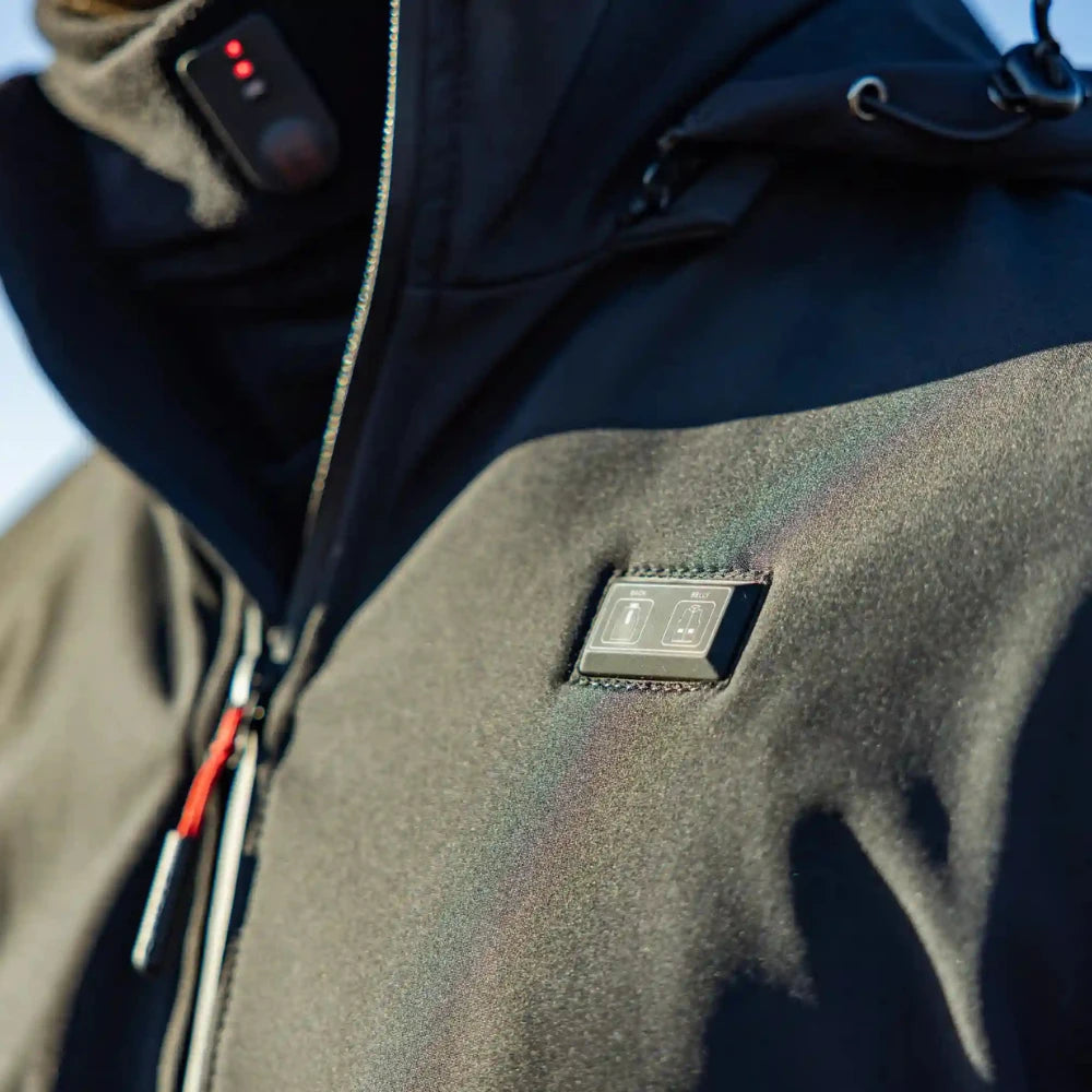 Veste softshell chauffante zoom bouton