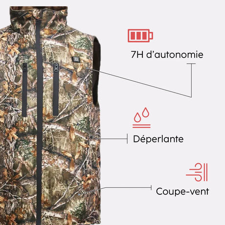 Veste chauffante sans manche de chasse atouts produit
