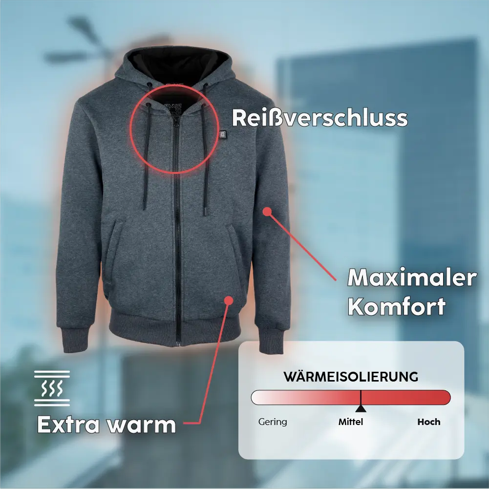 Atouts produit hoodie a zip chauffant