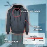 Hoodie chauffant gris à zip G-heat atouts produit