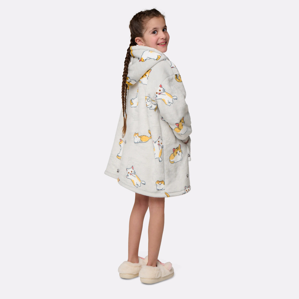 Pull plaid chat enfant de dos