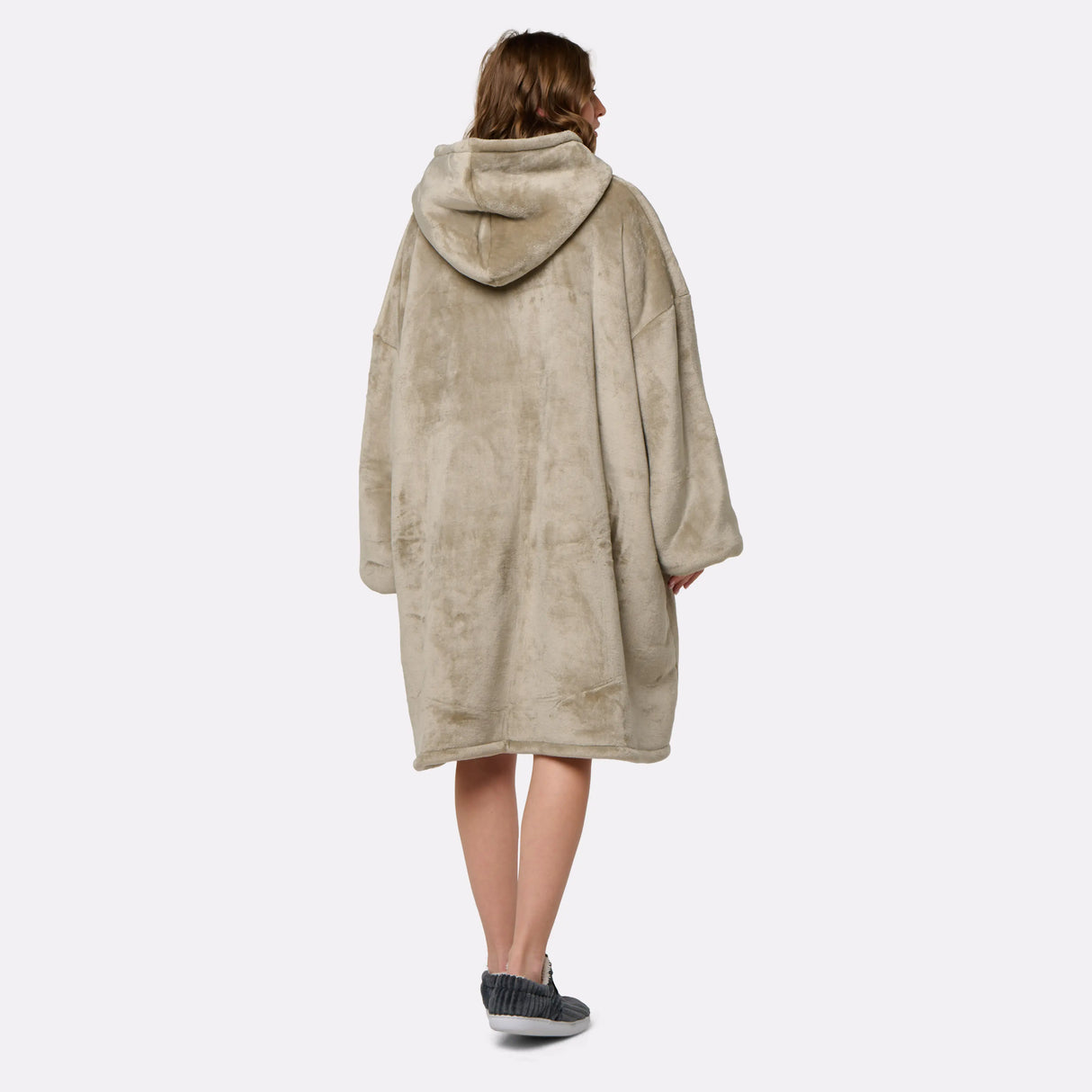 Pull plaid beige femme de dos