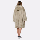 Pull plaid beige femme de dos